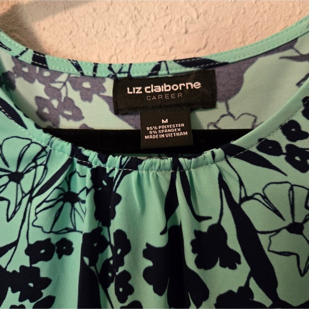 Liz Claiborne Graphic Blue and Green Blouse - Picture 2 of 2